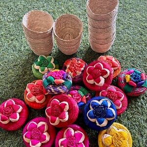 10 Wave Wicker Basket Alebrije Holder For Party Favor Folk Art Mexico Boho Style